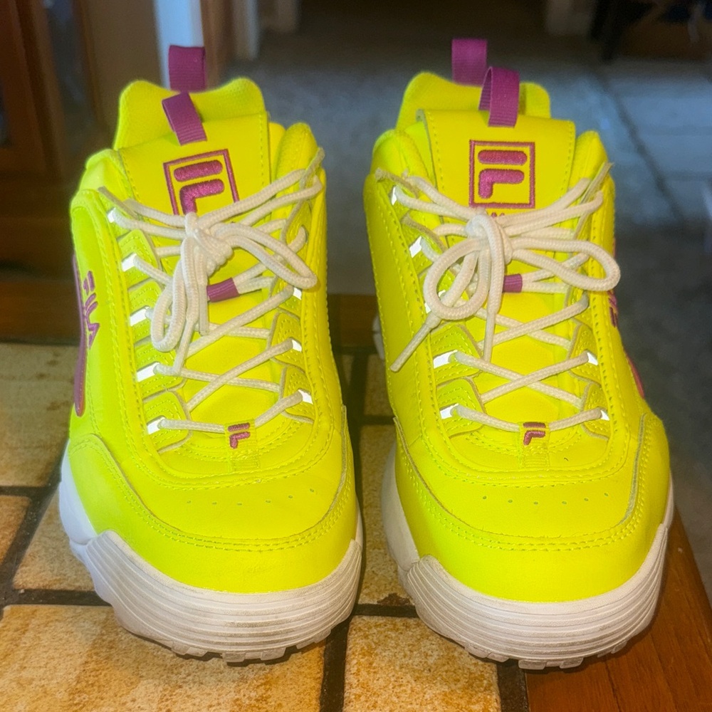 Fila Disruptor  -  EUC Beautiful Neon Yellow